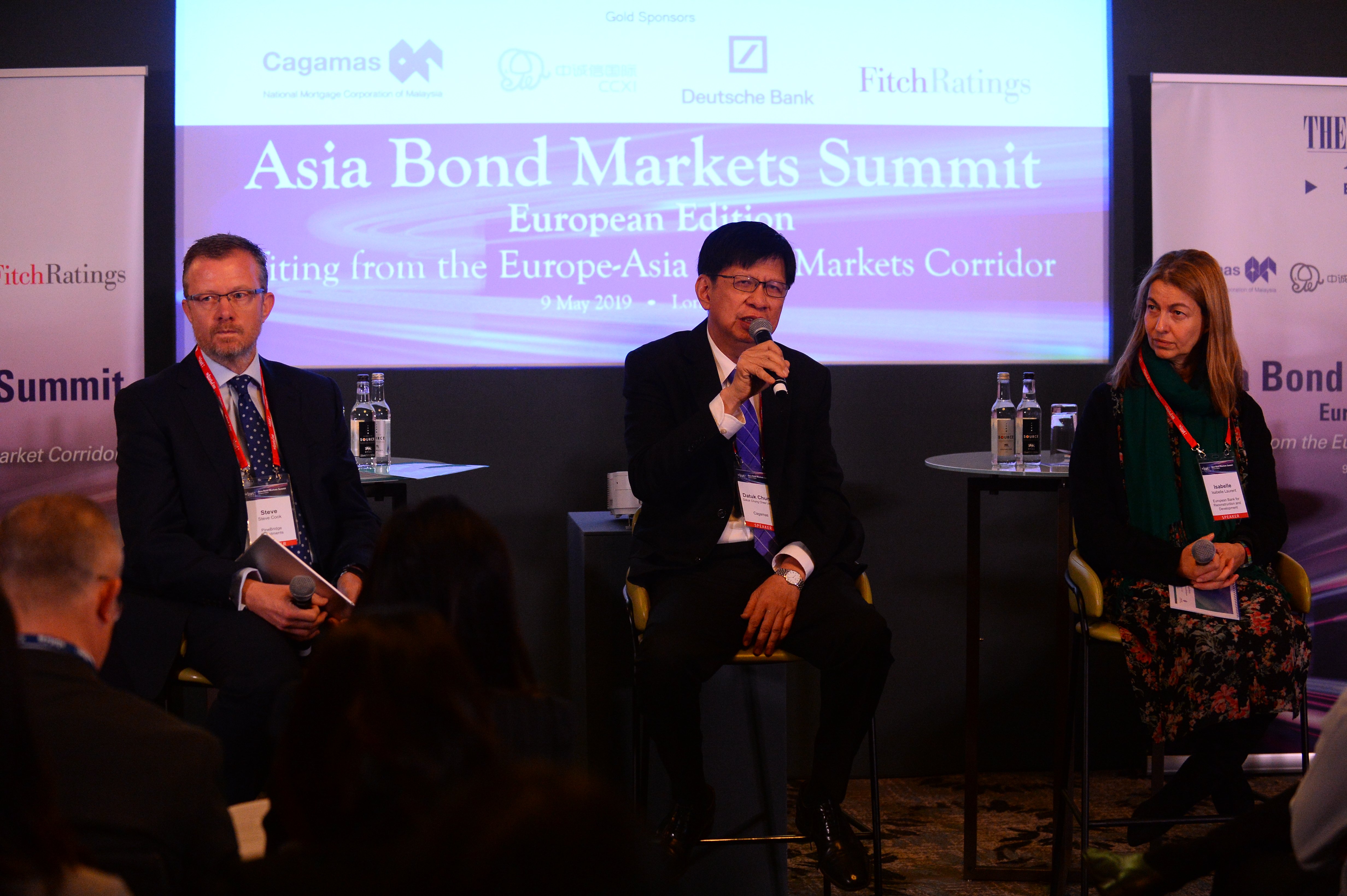 Datuk Chung Chee Leong, center, speaks during The Asset Event's Asia Bond Markets Summit- European Edition in London