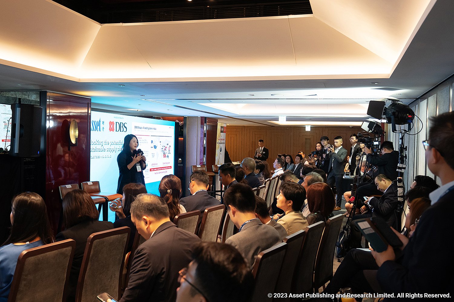 Sandy Tan, head of ecosystems, institutional banking group at DBS Hong Kong making her presentation on Building sustainable supply chains with DBS 